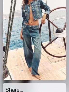 Zara Wide-Leg Denim Jeans in Faded Blue